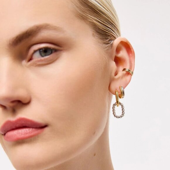 NEW Ana Luisa Ash Double Two Tone Double Hoop Earrings - Picture 2 of 6